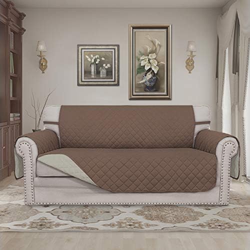 Easy-Going Sofa Slipcover Reversible Loveseat Sofa Cover Couch Cover for 2 Cushion Couch Furniture Protector with Elastic Straps for Pets Kids Dog Cat (Oversized Loveseat, Brown/Beige) - Image 2