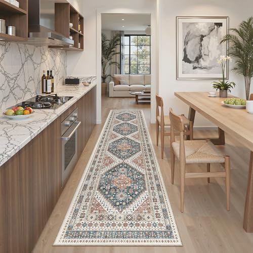 Madane Hallway Runner Rug 2x8 Washable Kitchen Rugs Non-Slip, Navy Blue by Madane