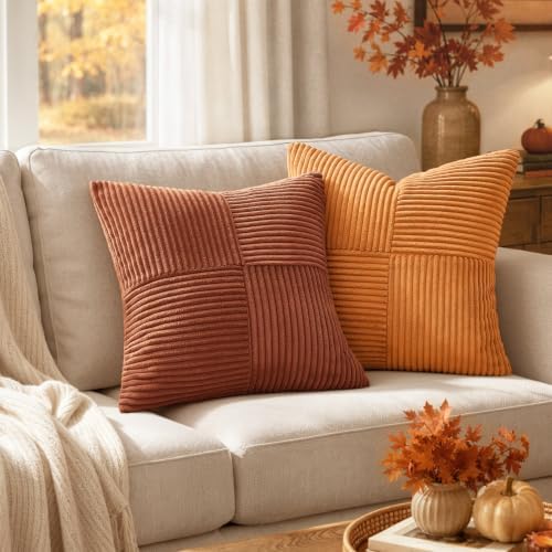 MIULEE Fall Rust Boho Decorative Throw Pillow Covers for Couch 16x16 Inch - Image 3
