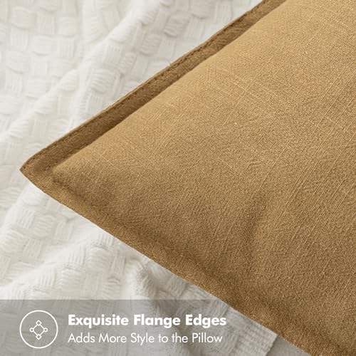 MIULEE Decorative Linen Euro Sham Pillow Covers 24x24 Mustard Yellow - Image 2