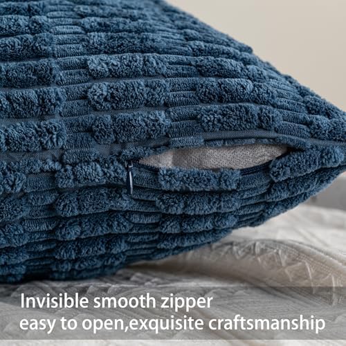 Aegero Pack of 2 Corduroy Decorative Throw Pillow Covers 18x18 Inch, Teal - Image 3