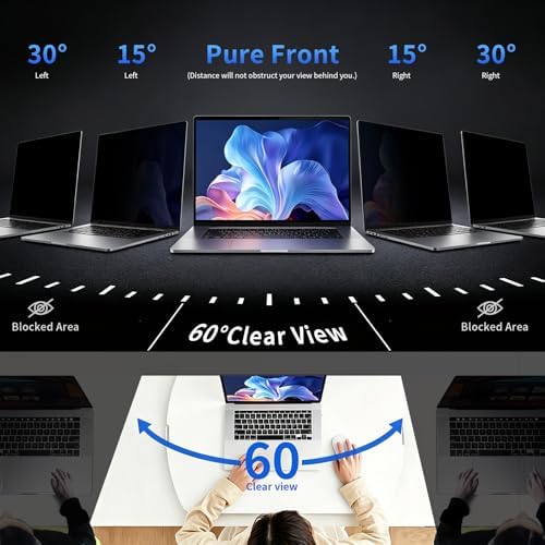 15.6 Inch Laptop Privacy Screen Filter for 16:9 Monitors, Removable - Image 2
