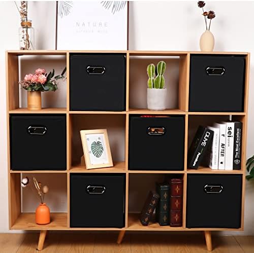 Fabric storage bins Cubes, Fabric Cube Organizer with Handle, Foldable Cube Bins for Cloth or Accessary Storage, 11x11x11, Set of 8, (Black) - Image 4