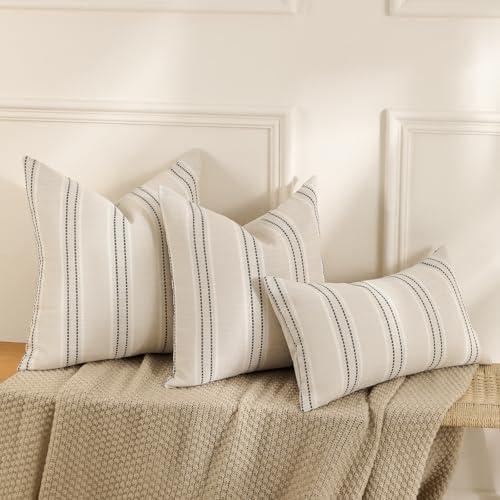 Hckot Decorative Lumbar Throw Pillow Covers 12x20 Striped Pillow Cover Grey - Image 4