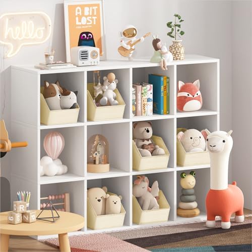 Homsorout Large Closet Storage Cubes - Closet Storage Bins with Dual Handles for Clothes, Towels, Toys, Shelf Organizer Bins for Bedroom, Nursery, Shelves, Small Spaces, Beige, 4 Pack - Image 3