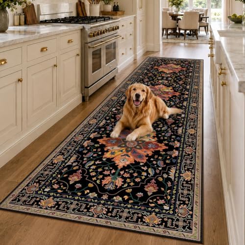 RELEANY Washable Area Rug, Runner 3'x10', Black/Colorful - Image 2