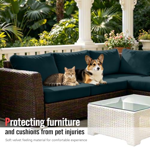 8Pcs Outdoor Cushion Covers, Stretch Patio Furniture Couch Chair Slipcovers - Image 3