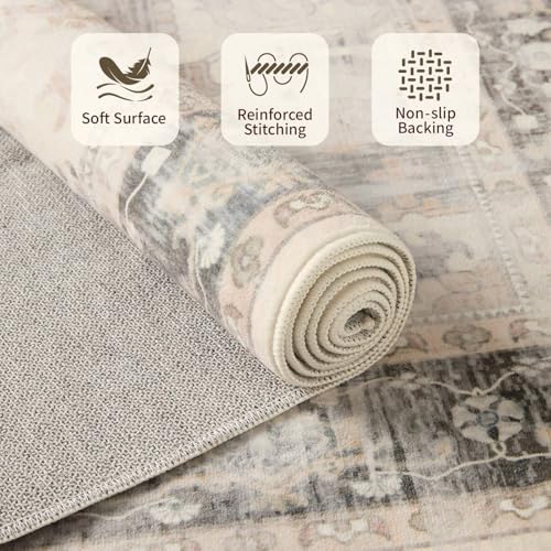 Rugxara 5X7 Washable Area Rug for Living Room,Brown - Image 5