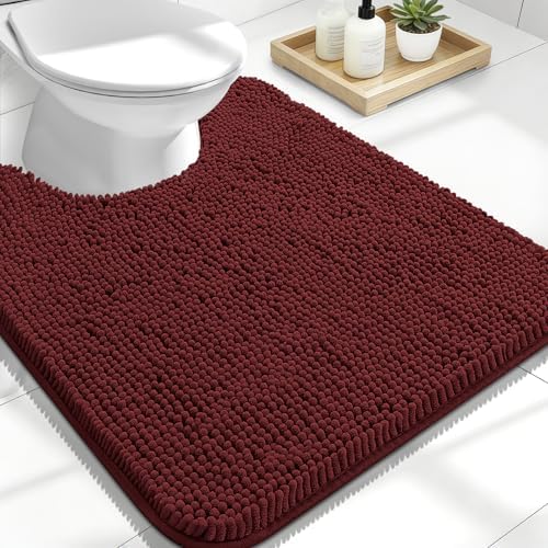 OLANLY Toilet Rugs U-Shaped 24x20, Soft Absorbent Chenille Contour Rugs by OLANLY