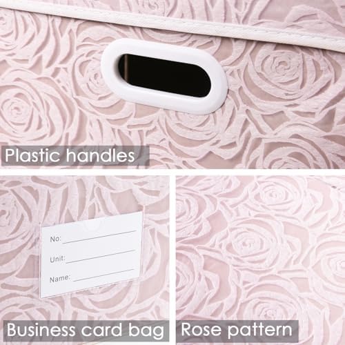 PRANDOM Jumbo Collapsible Storage Boxes with Lids Fabric Decorative Storage Bins Cubes Organizer Baskets with Cover Handles Divider for Bedroom Closet Living Room 23.2x15.7x11.8 Inch 3 Pack - Image 3