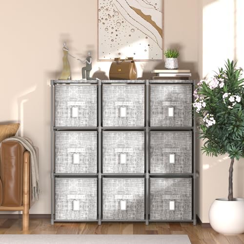 LUKYTOWER 9 Cube Closet Organizer + 9 Bins + Labels - Image 2