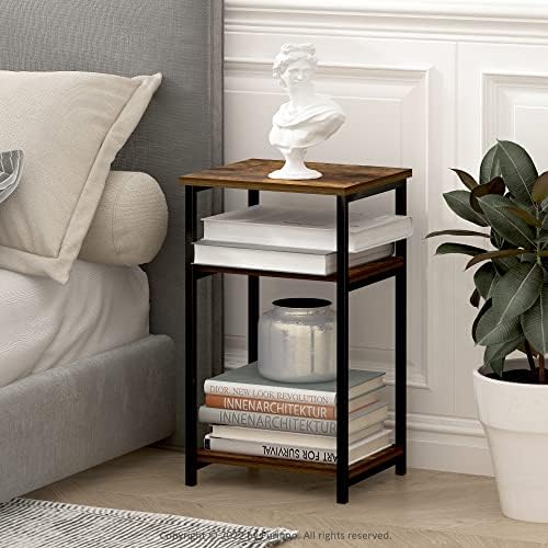 Furinno JUST 3-Tier Metal Frame Telephone Table, Amber Pine - Image 2