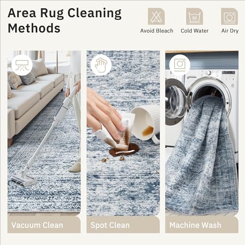 Soalmost 6x9 Area Rug for Living Room Washable Rugs Non-Slip Blue - Image 4