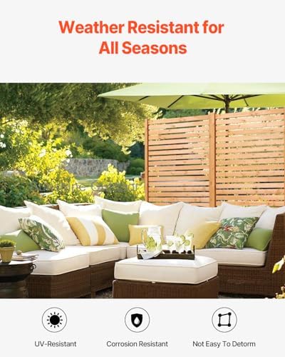 VEVOR Wooden Privacy Screen, 36" W x 73" H Outdoor Privacy Screen, Freestanding Wood Privacy Panel with Stand, Decorative Patio Privacy Screen, Outdoor Divider for Balcony Patio Lawn Garden - Image 5