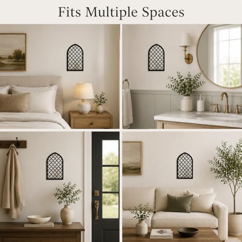 1 Pcs Gothic Window Wall Mirror Decor, 12.8 x 8.9 Inch Self Adhesive Arched Decorative Mirror Wall Sticker for Bedroom Bathroom Living Room Entryway Hallway Apartment and Home Accent Decor - Image 7