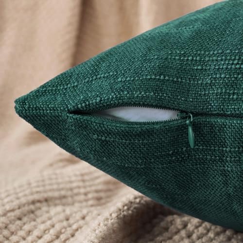 Set of 4 Soft Textured Decorative Throw Pillow Covers 18x18 Inch Cozy Farmhouse Cushion Cover Square Accent Pillow Cases for Bed Couch Sofa Living Room, Dark Teal - Image 3