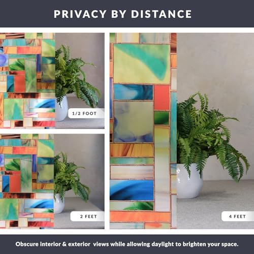Montage Window Privacy Film by Artscape - Decorative Stained Glass Design, Static Cling, Two-Way Privacy, Reduces Glare, Renter Friendly, Made in USA - 24 x 36 Inch - Image 4