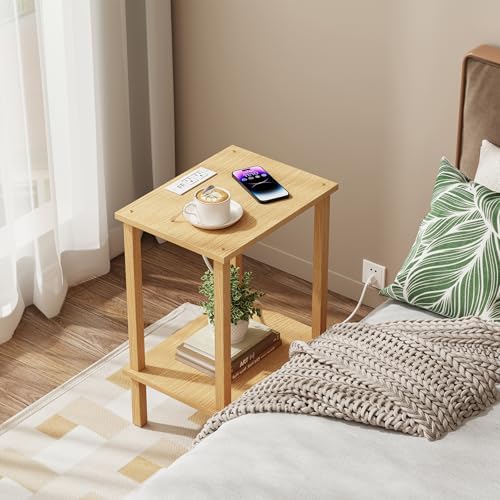 TUTOTAK End Table with Charging Station, Side Table, Nightstand - Image 5