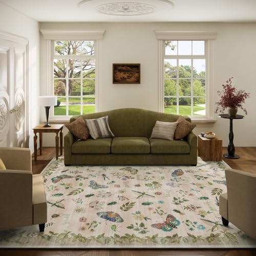 Machine Washable Rugs for Living Room: 5x7 Area Rugs Stain Resistant Non Slip Low Pile Soft Lightweight Carpet Rugs for Bedroom Kitchen Dining Room Nursery Kids Room Farmhouse by palohom