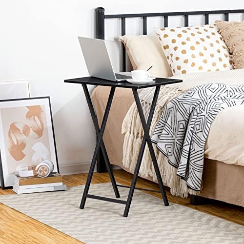 HOOBRO Folding TV Tray Table, Stable Snack Table for Small Space, Portable Sofa Side Table, Easy Assembly and Storage, Ideal for Snacks and Meals in Living Room, Black BK15BZ01 - Image 4