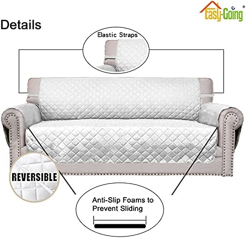 Easy-Going Reversible Couch Cover, Oversized Chair, White/White - Image 3