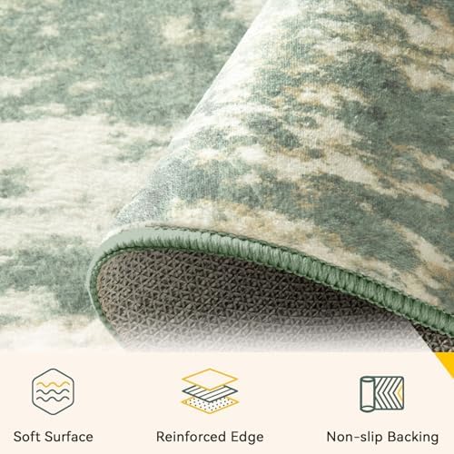 RELEANY Washable 5'x7' Abstract Area Rug for Living Room Light Green - Image 4