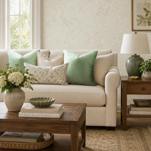 GIGIZAZA Sage Green Velvet Throw Pillow Covers 18x18 Pack of 2 - Image 2