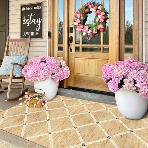 Cottage Trellis 3x5 Entryway Rug Indoor Outdoor Mats for Front Door - Image 3
