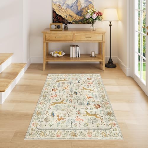 DUKINO 3x4 Rug, Washable Animal Area Rug for Entryway Non Slip, Beige - Image 6