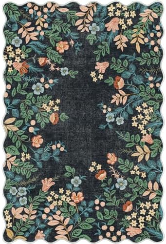 Front Door Mat Indoor Outside Entrance - 2x3 Dark Navy Floral Rug - Image 7