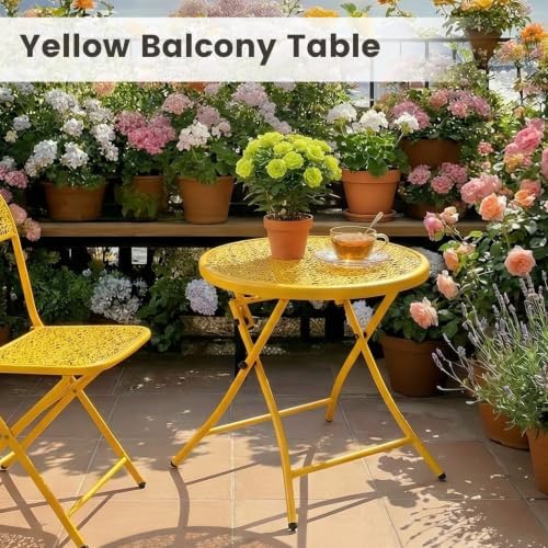 TeoKJ Folding Outdoor Side Table, Small Patio Table with Flower Cutouts - Image 5