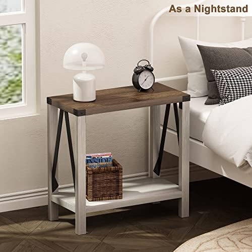 ChooChoo Farmhouse End Tables Living Room Set of 2, Narrow Side Tables - Image 6