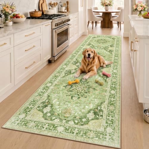 RELEANY Washable Area Rug, Runner 3'x10', Green/Yellow - Image 2