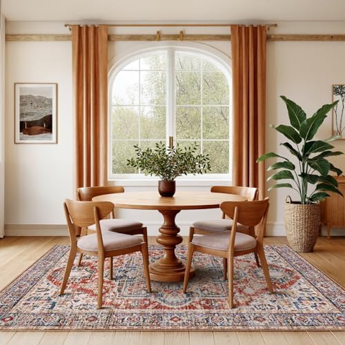 AMADA HOMEFURNISHING 5x7 Area Rugs, Washable Living Room Rug Low-Profile with Non-Slip Backing & Durable Edge Binding, Vintage 5x7 Rugs for Living Room, Bedroom, Dinning Room - Image 3