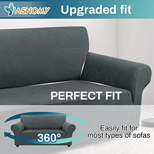 Asnomy Stretch Couch Covers Washable, loveseat Covers Slipcovers,Gray - Image 5