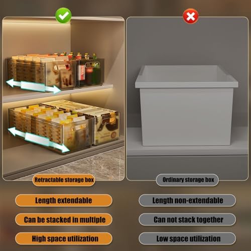 Foldable Storage Bins, 2 Pack Plastic Expandable Boxes for Organizing, Adjustable from 11-18.8" Drawer Organizers Separators Dividers for Bedroom Kitchen Utensils Tools Closet, Small Grey - Image 3