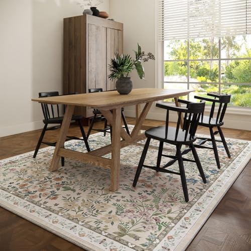 Machine Washable Rugs for Living Room: 6x9 Area Rugs for Bedroom Vintage Stain Resistant Non Slip Low Pile Soft Carpet Rug for Kitchen Dining Room Farmhouse Kids Room Nursery Playroom - Image 6