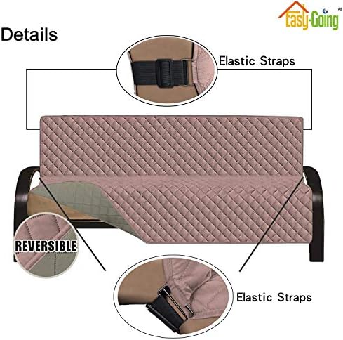 Easy-Going Reversible Couch Cover, Large Futon Sofa, Pink/Beige - Image 3