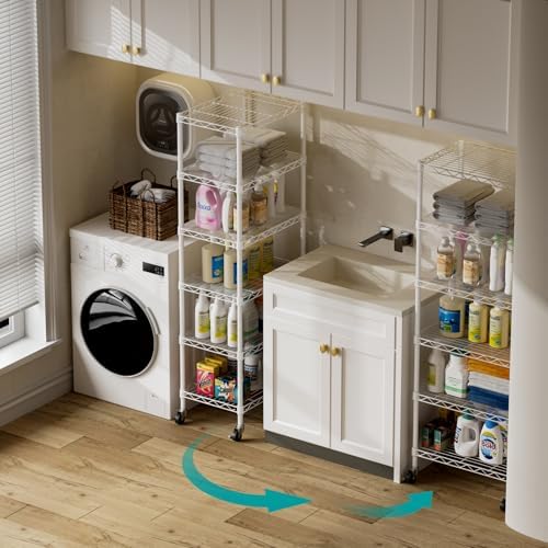 SINGAYE 6 Shelves Storage Shelf Wire Shelving Unit Metal Adjustable Wheels - Image 4