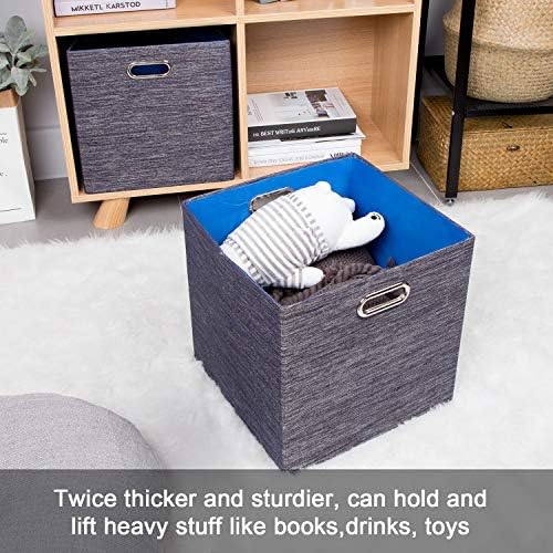 Posprica Storage Cubes,11×11 Foldable Storage Bins,Thick and Heavy duty Fabric Baskets - 4pcs,Blue - Image 5