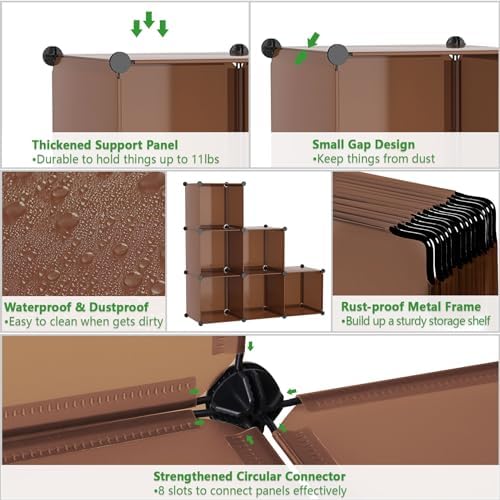 C&AHOME 6-Cube Storage Organizer Cube Shelf Closet Storage Bookcase, Brown - Image 6