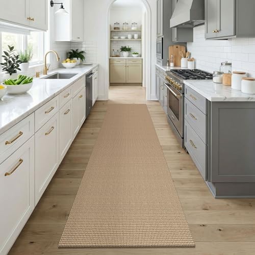 KOZYFLY Runners for Hallway 3x9, Wide Washable Runner Rug, Woven Non Slip Kitchen Runner, Braided Entryway Rug, Floor Carpet for Foyer, Bedroom, Hall, Orange Beige/Tan/Brown - Image 3