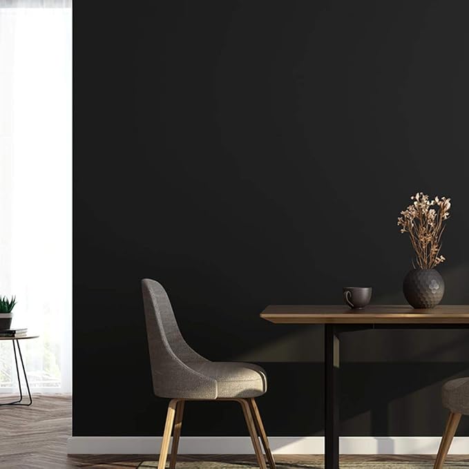 Yasinet Peel and Stick Wallpaper Black Wallpaper Black Contact Paper Modern Thickening Waterproof Self Adhesive Removable Wall paper Deco for Wall Bedroom Covering Countertop Cabinet Vinyl 17.7" x197" - Image 4