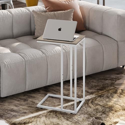 WLIVE Side Table, C Shaped End Table for Couch, Sofa and Bed, Large Desktop C Table for Living Room, Bedroom, Bedside, Creamy Greige - Image 2