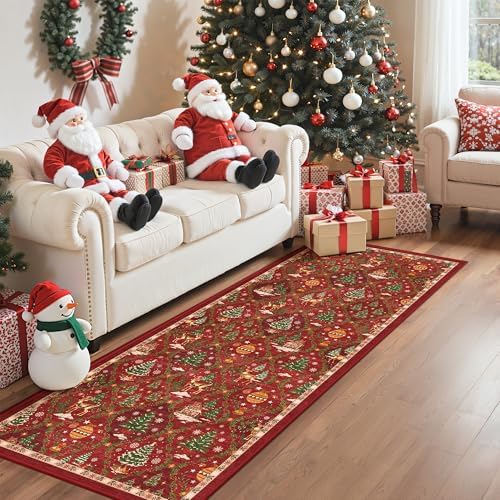 Madane Christmas Kitchen Runner Rug 2x5, Washable Red Hallway Rugs Non-Slip - Image 3