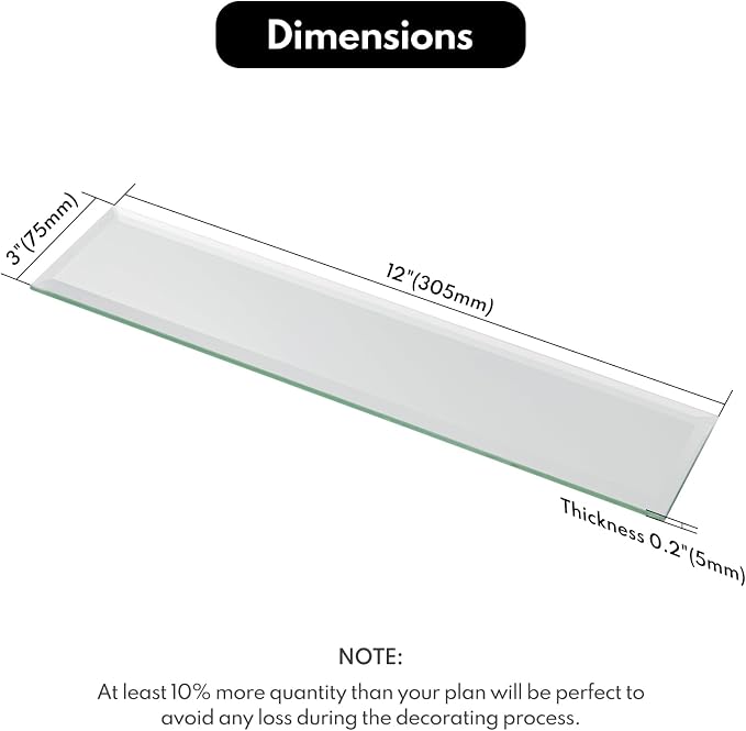 Lovdeco Mirror Tile, Beveled Subway Mirror Backsplash 3x12 Inch for Kitchen Bathroom Wall (20 Pcs, 5 SQ.FT.) - Image 2
