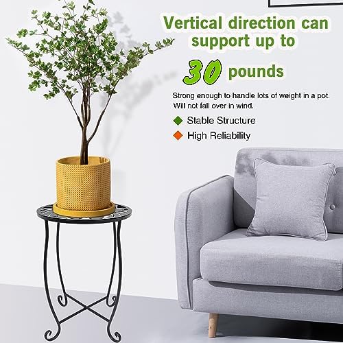 Fashion&cool Outdoor Side Tables, Weather Resistant Metal Patio Side Table, Small Round Outdoor End Table Side Table for Patio Yard Porch Balcony Garden Bedside, Plant Stand for Indoor Outdoor - Image 4