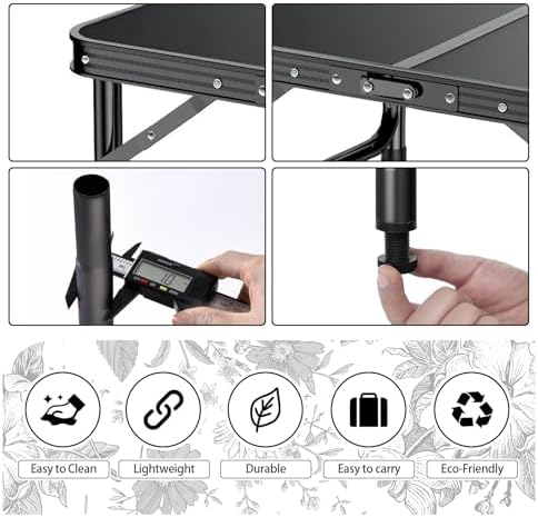 Outdoor Side Table, Portable, 3 Adjustable Height,Small Folding Table - Image 5