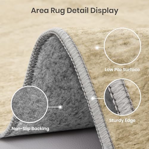 Valenrug Washable Rugs 5x7, Non Slip Large Area Rugs for Living Room, Tan - Image 4