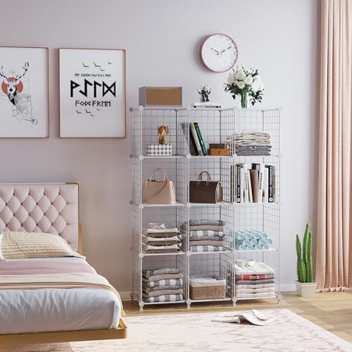 AWTATOS Wire 12 Cube Storage Organizer, Closet Storage Shelves Stackable - Image 3